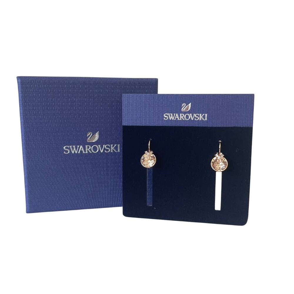 Swarovski Bella Pierced Earrings Rose Gold Plated Pink Crystals